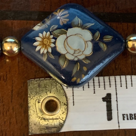 Vtg Blue Lacquered Beaded Necklace JAPAN 29.5” - Picture 5 of 7